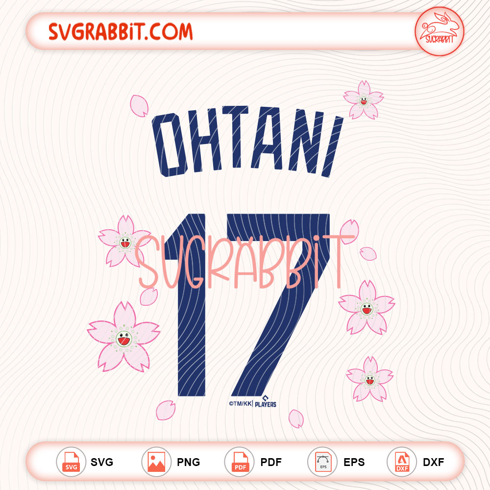 Shohei Ohtani 17 Cherry Blossom Svg Cut File for baseball shirts mugs tumblers stickers decals fan gifts and DIY crafts