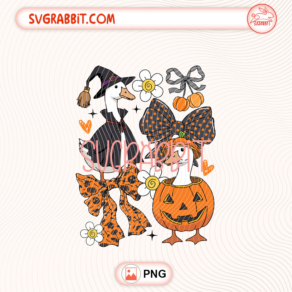 Spooky Halloween Goose PNG Funny Ghost Goose Halloween PNG 300 DPI transparent background for shirts mugs tumblers stickers decals Halloween outfits and funny crafts