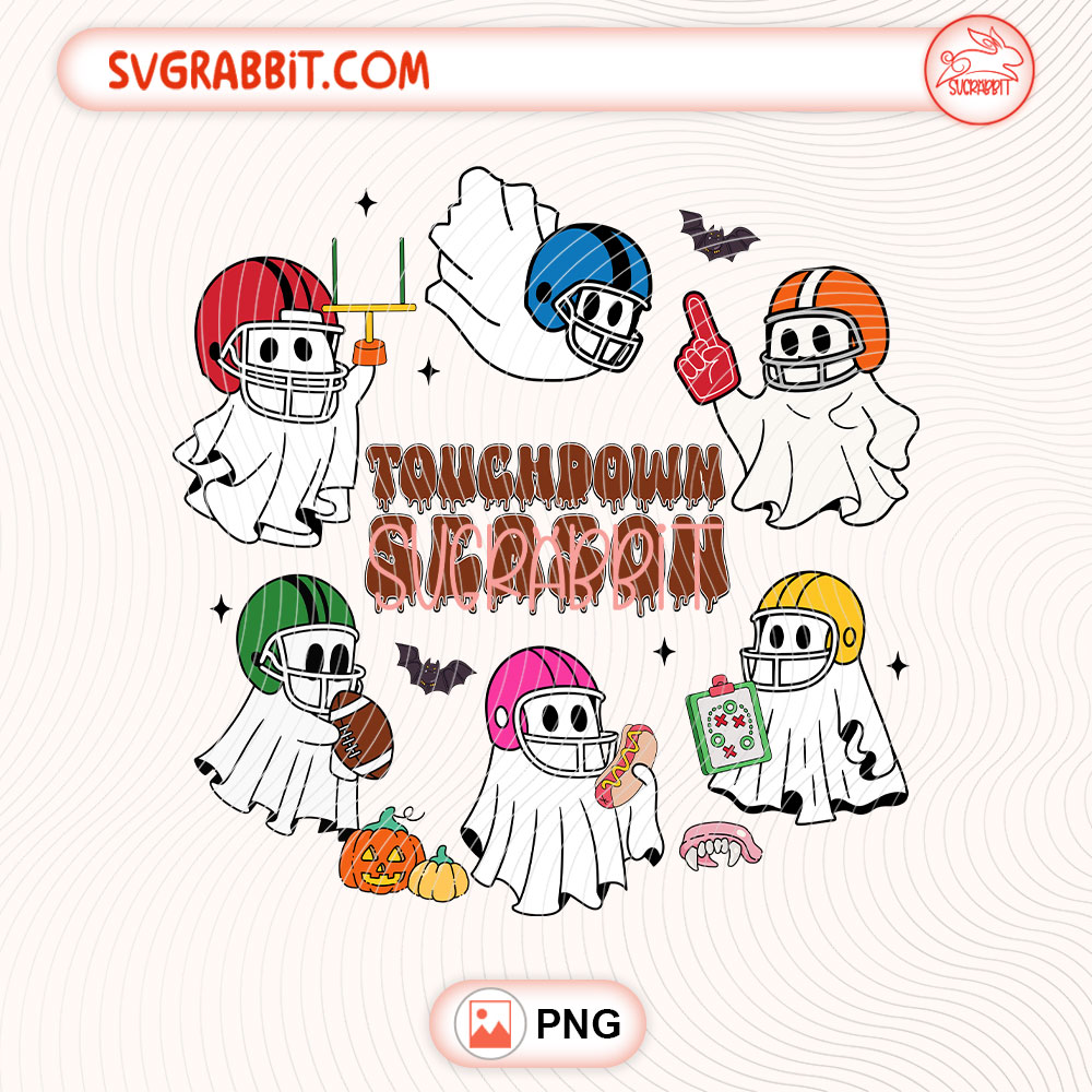 Touch Down Season Spooky Halloween Football PNG Football PNG 300 DPI transparent background for shirts mugs tumblers stickers decals football mom gifts and Halloween crafts