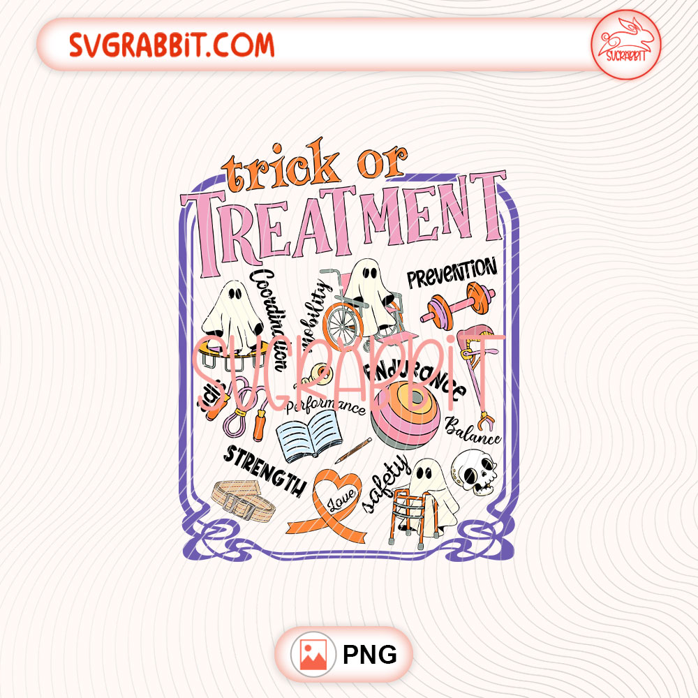 Trick Or Treatment Physical Therapy Halloween PNG 300 DPI transparent background for shirts mugs tumblers stickers decals therapist gifts and Halloween crafts