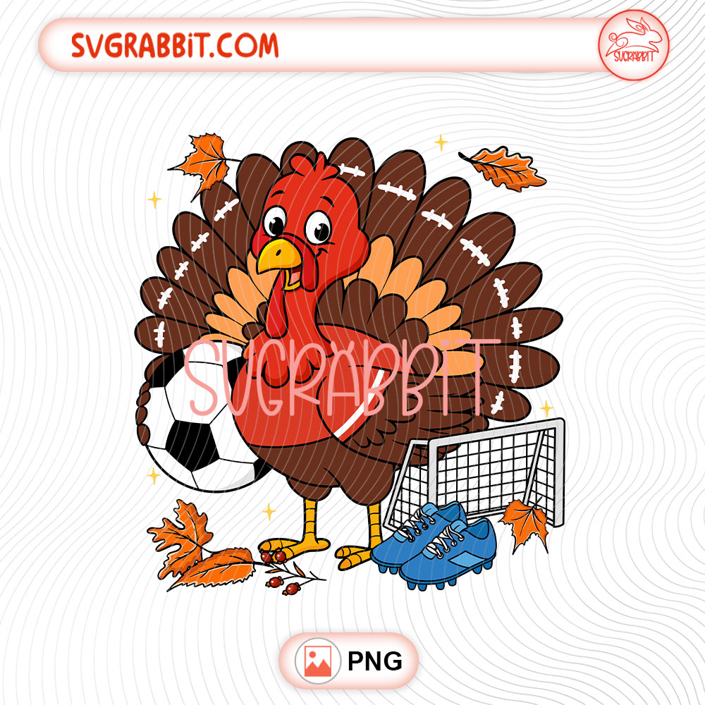 Turkey Soccer Fall Thanksgiving PNG funny turkey soccer design for shirts mugs tumblers stickers and gifts