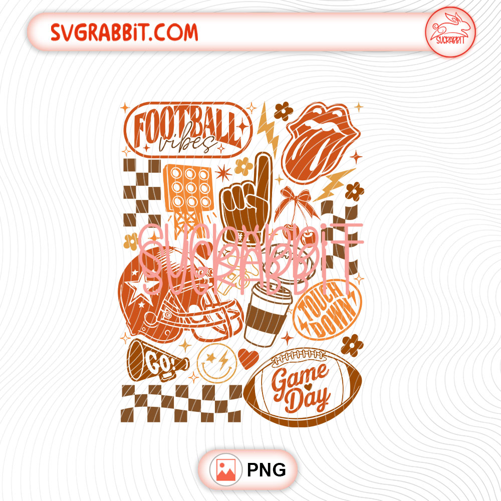 Vintage Football Game Day Fall PNG Retro Sports Fan PNG 300 DPI retro football design for shirts mugs tumblers stickers fall gifts and game day crafts