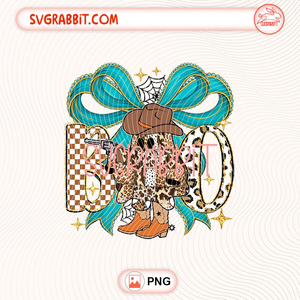 Western Boo Howdy Halloween PNG Cowboy Ghost Halloween PNG 300 DPI transparent background for shirts mugs tumblers stickers decals western gifts and Halloween crafts