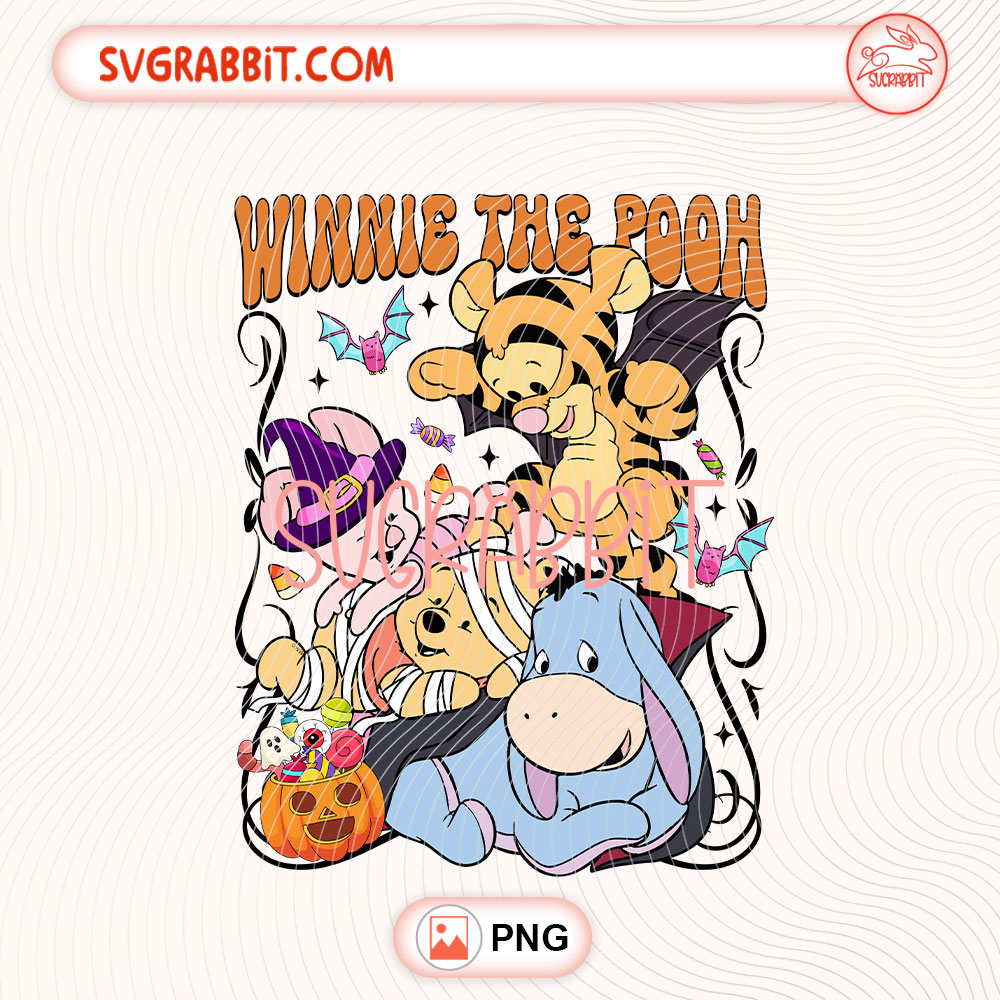 Winnie The Pooh Halloween Disney PNG Pooh Halloween PNG 300 DPI transparent background for shirts mugs tumblers stickers decals Halloween crafts and spooky cute gifts