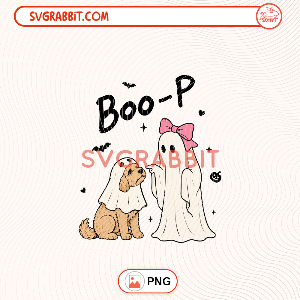 Boo-P Ghost Doodle PNG Boo-P Halloween Dog PNG Halloween PNG 300 DPI transparent background for shirts mugs tumblers stickers decals Halloween gifts and dog lover crafts