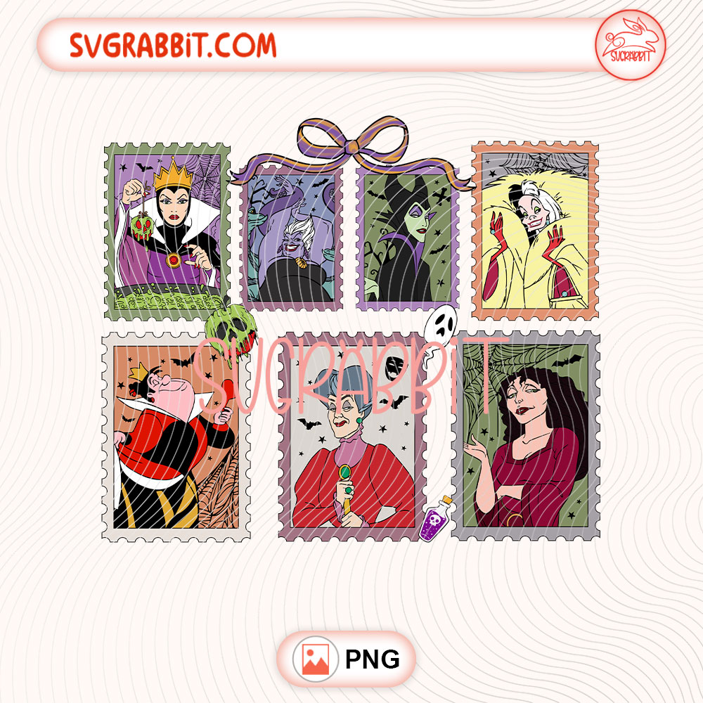Cartoon Villains Halloween PNG Disney Villains Halloween PNG 300 DPI transparent background for shirts mugs tumblers stickers decals Halloween crafts and spooky gifts