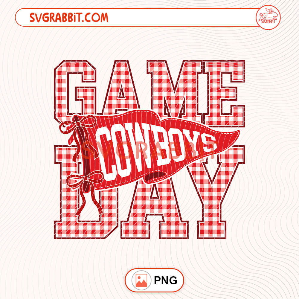 Cowboys Checkered Red Football PNG School Mascot PNG 300 DPI transparent background for shirts mugs tumblers stickers decals football gifts and school spirit crafts