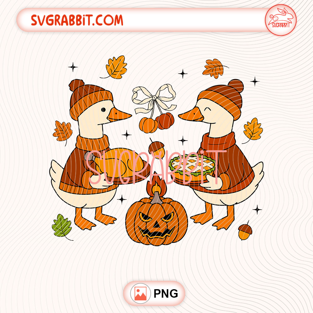 Fall Goose Turkey Thanksgiving PNG Just a Thankful Goose PNG 300 DPI transparent background for shirts mugs tumblers stickers decals Thanksgiving crafts and goose lover gifts