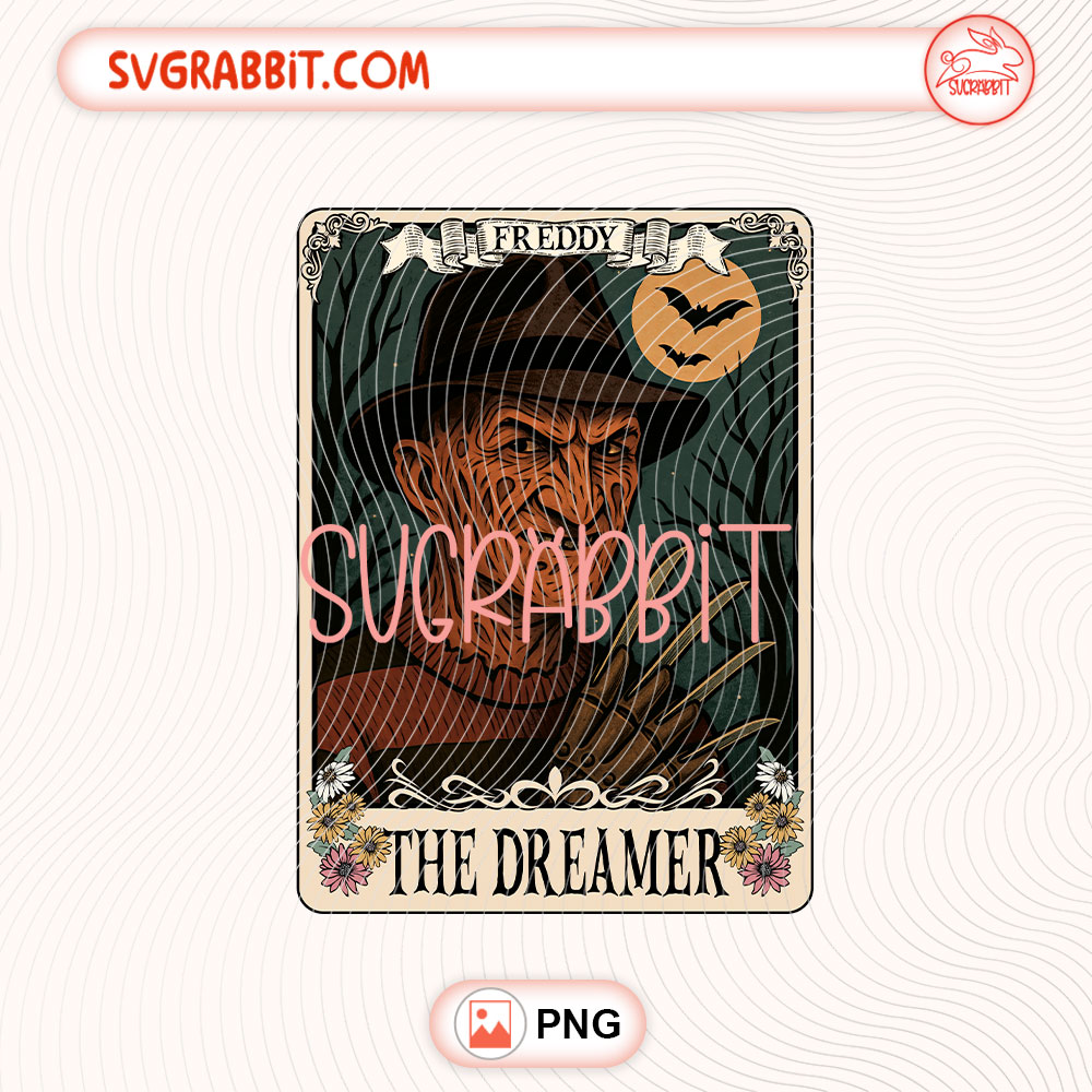 Freddy The Dreamer Tarot Card Halloween PNG Halloween PNG 300 DPI transparent background for shirts mugs tumblers stickers decals Halloween crafts and spooky gifts