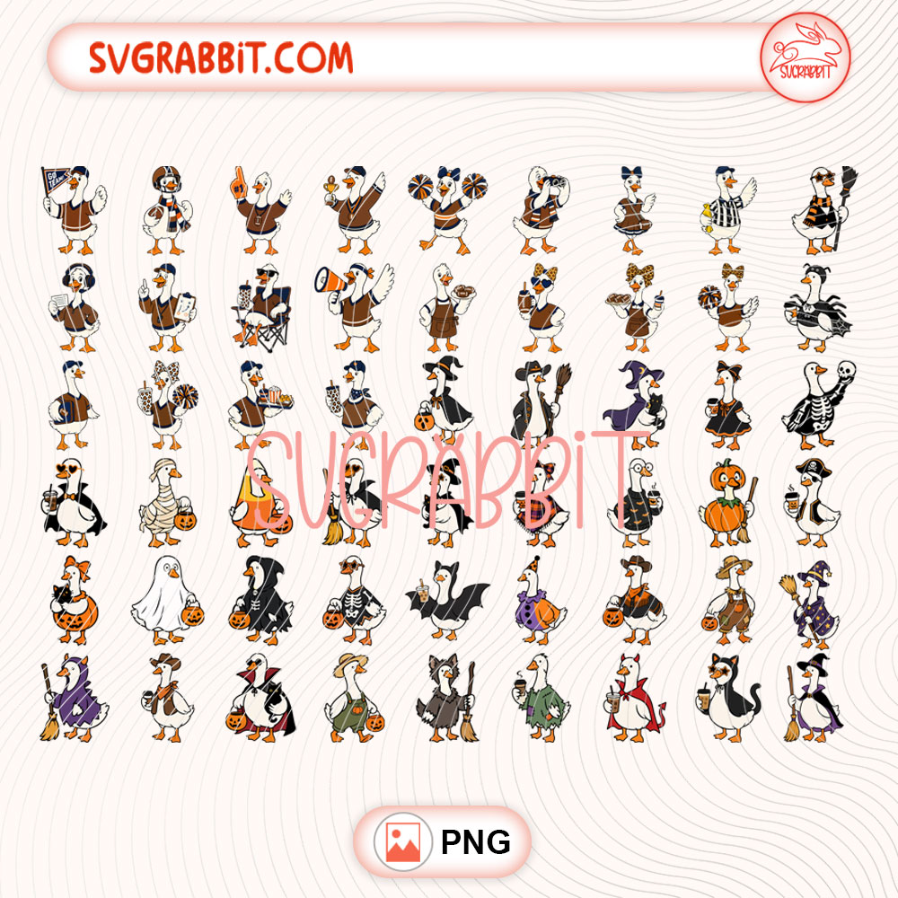 Goose Game Day PNG Bundle Funny Football Goose PNG 300 DPI transparent background for shirts mugs tumblers stickers decals football crafts and goose lover gifts