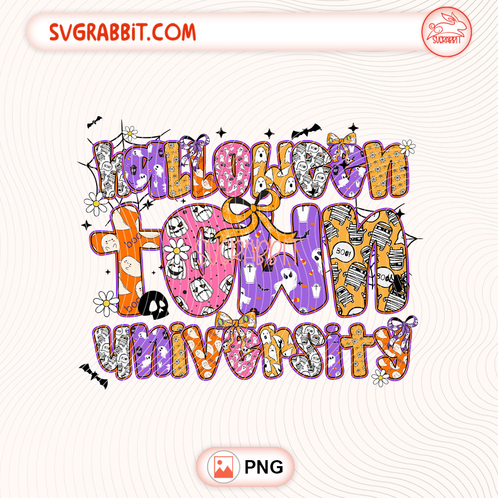 Halloweentown University Preppy Halloween PNG Halloween PNG 300 DPI transparent background for shirts mugs tumblers stickers decals spooky gifts and Halloween crafts