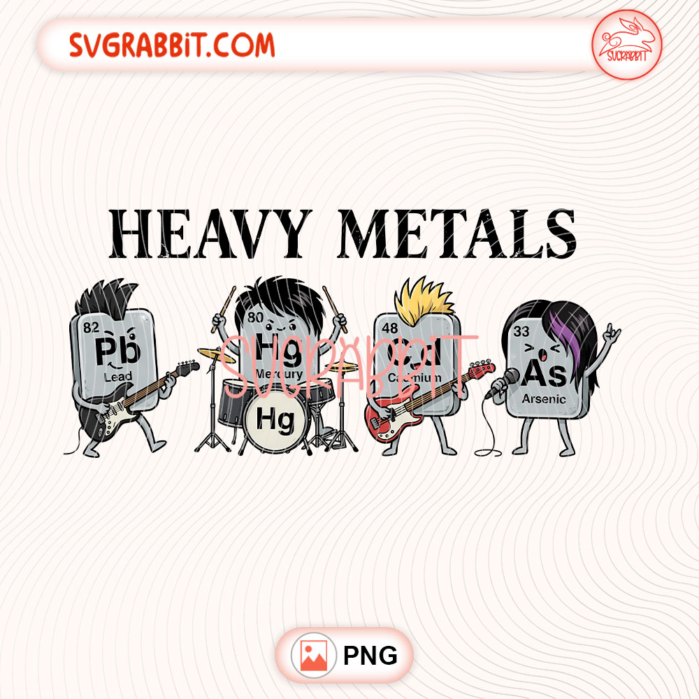 Heavy Metals Chemistry Teacher PNG Heavy Metals PNG 300 DPI transparent background for shirts mugs tumblers stickers decals chemistry teacher gifts and science classroom crafts