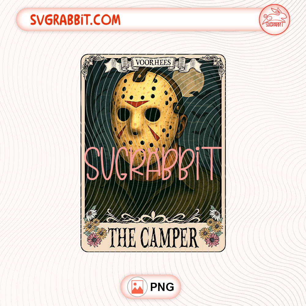 Jason Voorhees The Camper Tarot Card Halloween PNG 300 DPI transparent background for shirts mugs tumblers stickers decals Halloween crafts and spooky gifts