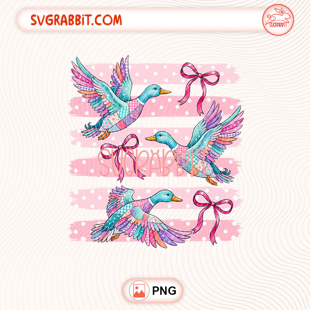 Preppy Patchwork Ducks Coquette PNG Preppy Goose PNG 300 DPI transparent background for shirts mugs tumblers stickers decals duck lover gifts and animal crafts