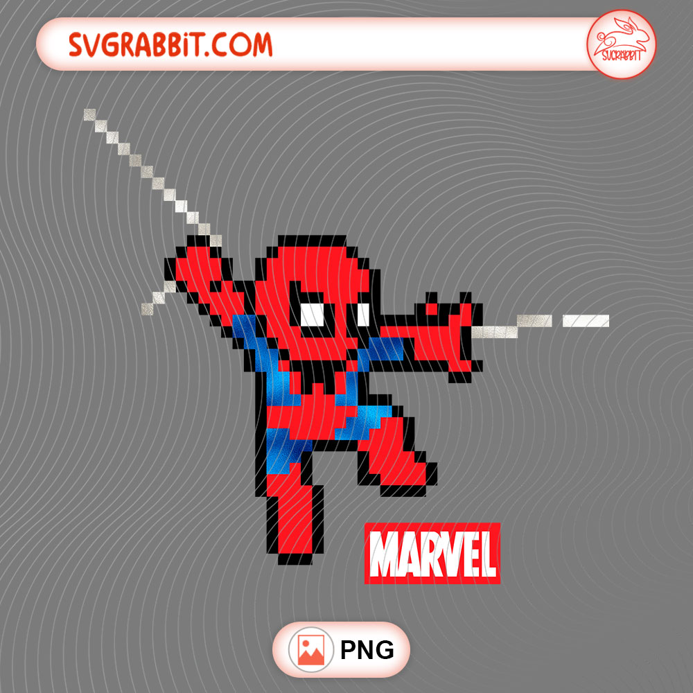 Spider-Man Marvel Pixel PNG Cute Spiderman PNG 300 DPI transparent background for shirts mugs tumblers stickers decals comic crafts and movie fan gifts