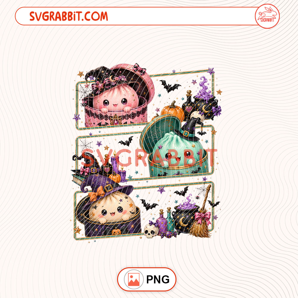 Spooky Dumpling Halloween PNG Cute Spooky Dumplings PNG 300 DPI transparent background for shirts mugs tumblers stickers decals Halloween gifts and food lover crafts