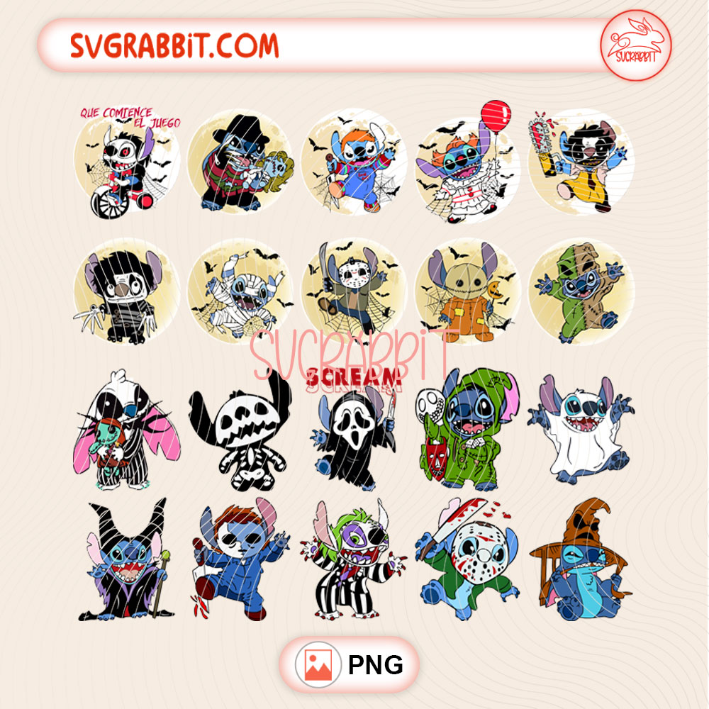 Stitch Halloween PNG Bundle Stitch Ghost Halloween PNG 300 DPI transparent background for Halloween shirts mugs tumblers stickers decals spooky season gifts and cute ghost crafts