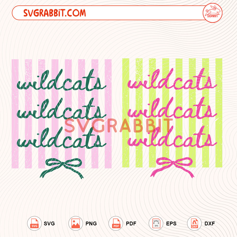 Striped Wildcats Preppy Sport Mascot SVG Sports Team SVG digital download for shirts mugs tumblers stickers decals school spirit team spirit Cricut and Silhouette crafts