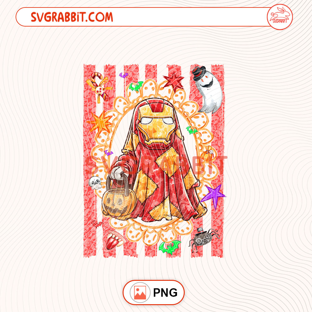 Stripes Preppy Iron Man Halloween PNG Iron Man Halloween PNG 300 DPI transparent background for shirts mugs tumblers stickers decals Halloween gifts and spooky season crafts