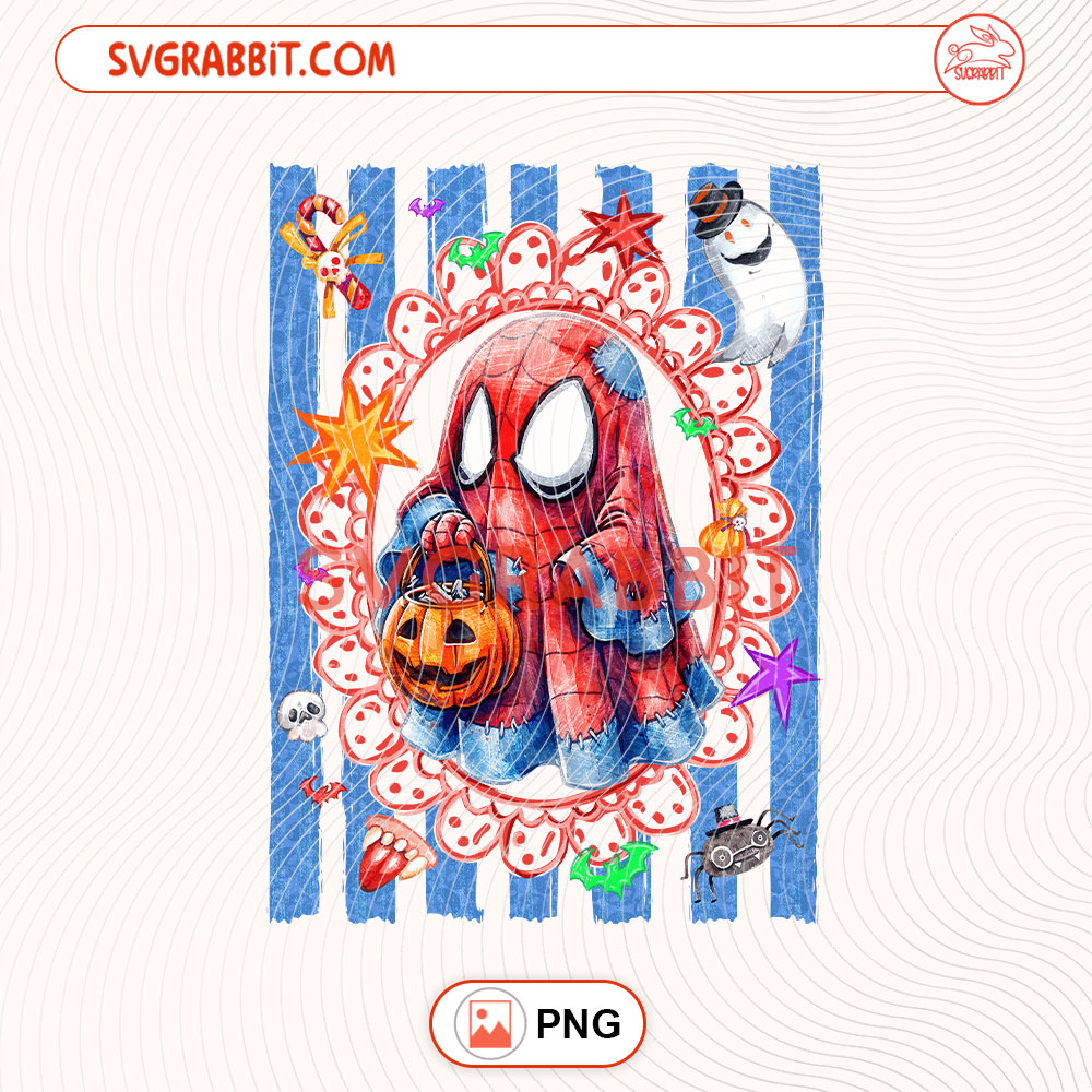 Stripes Preppy Spiderman Halloween PNG Spooky Spiderman PNG SVG digital download for shirts mugs tumblers stickers decals Halloween gifts Cricut and Silhouette crafts
