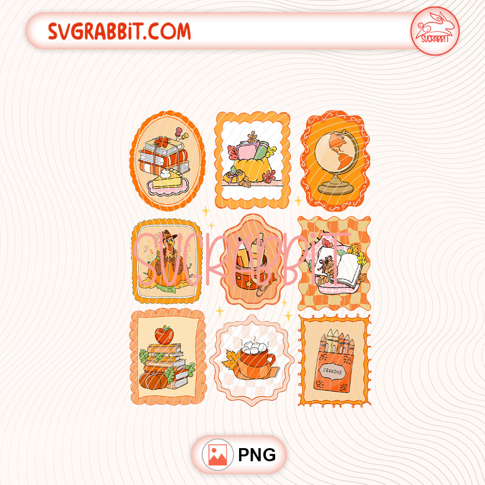 Teacher Thanksgiving Frame Doodle PNG Teacher Fall PNG 300 DPI transparent background for shirts mugs tumblers stickers decals classroom gifts and Thanksgiving crafts
