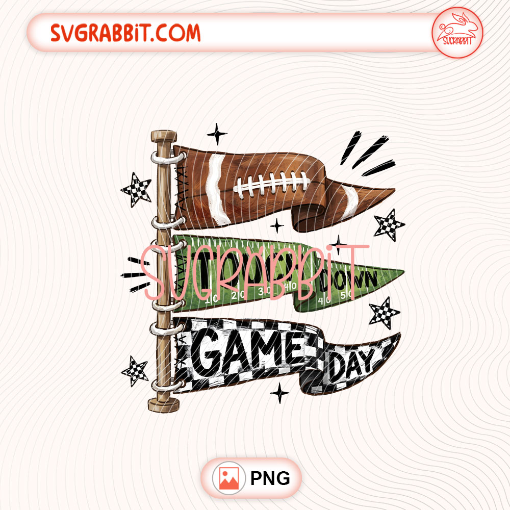 Touchdown Game Day Football Pennant PNG Football PNG 300 DPI transparent background for shirts mugs tumblers stickers decals football gifts and game day crafts