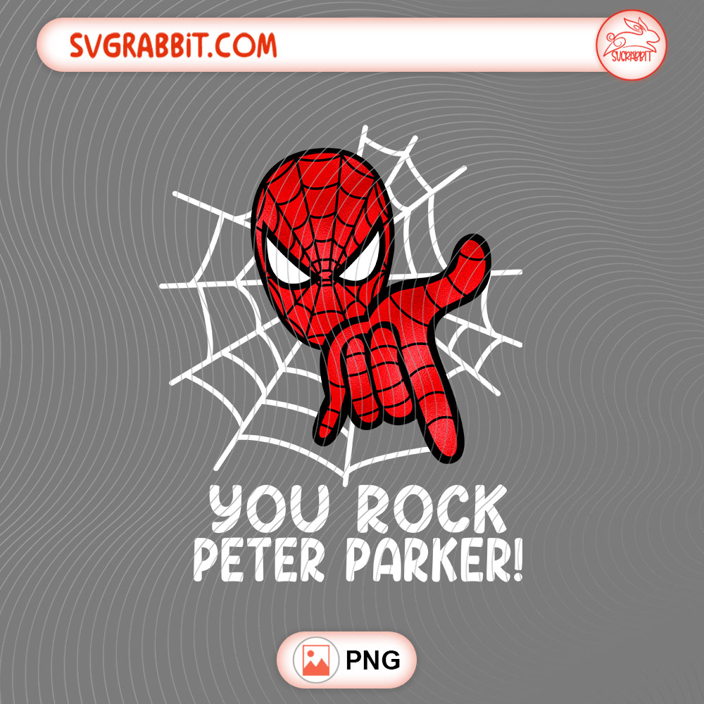 You Rock Peter Parker Spiderman PNG Vintage Spider Hero PNG 300 DPI transparent background for shirts mugs tumblers stickers decals comic crafts and movie fan gifts