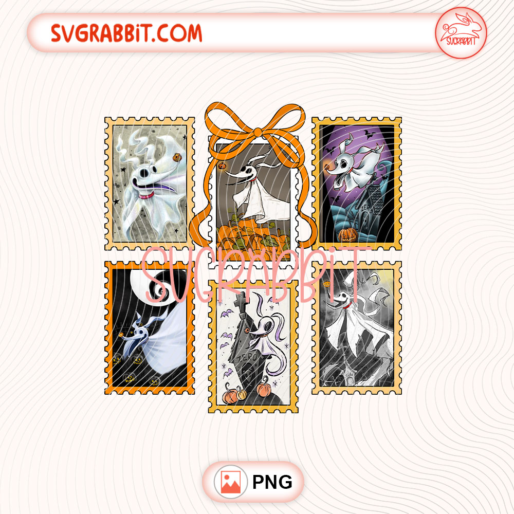 Zero Dog Nightmare Before Christmas Halloween Stamp PNG 300 DPI transparent background for shirts mugs tumblers stickers decals Halloween crafts and spooky gifts