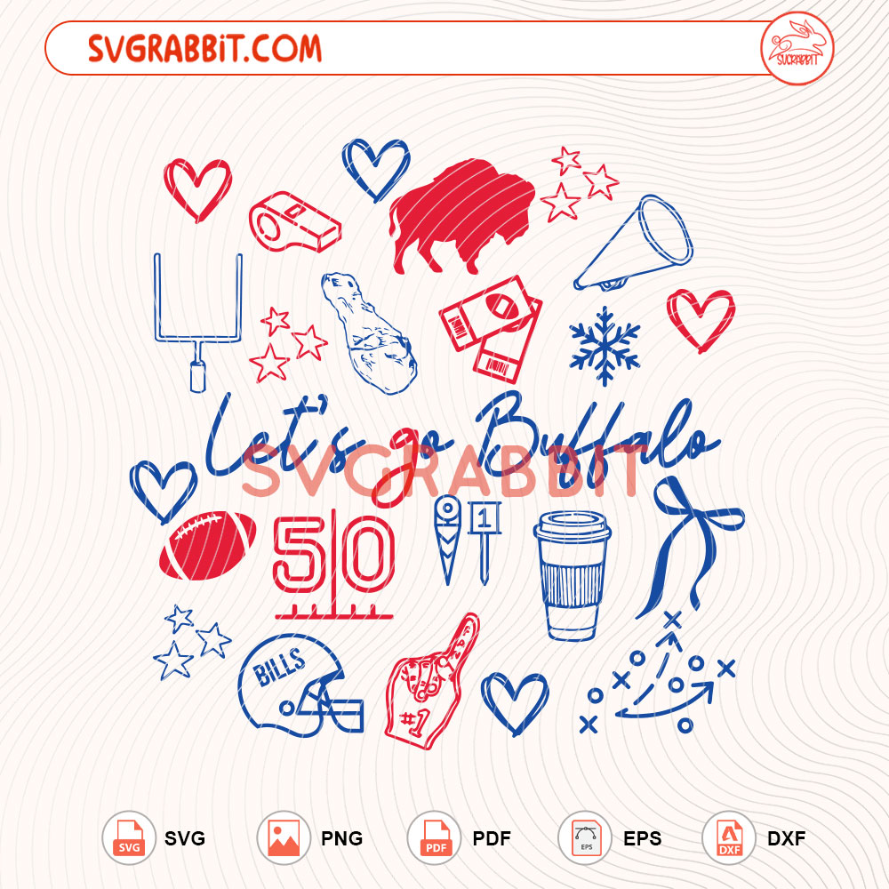 Buffalo Bills Doodles SVG 716 Buffalo Football SVG digital download for Cricut Silhouette shirts mugs tumblers stickers decals and football crafts
