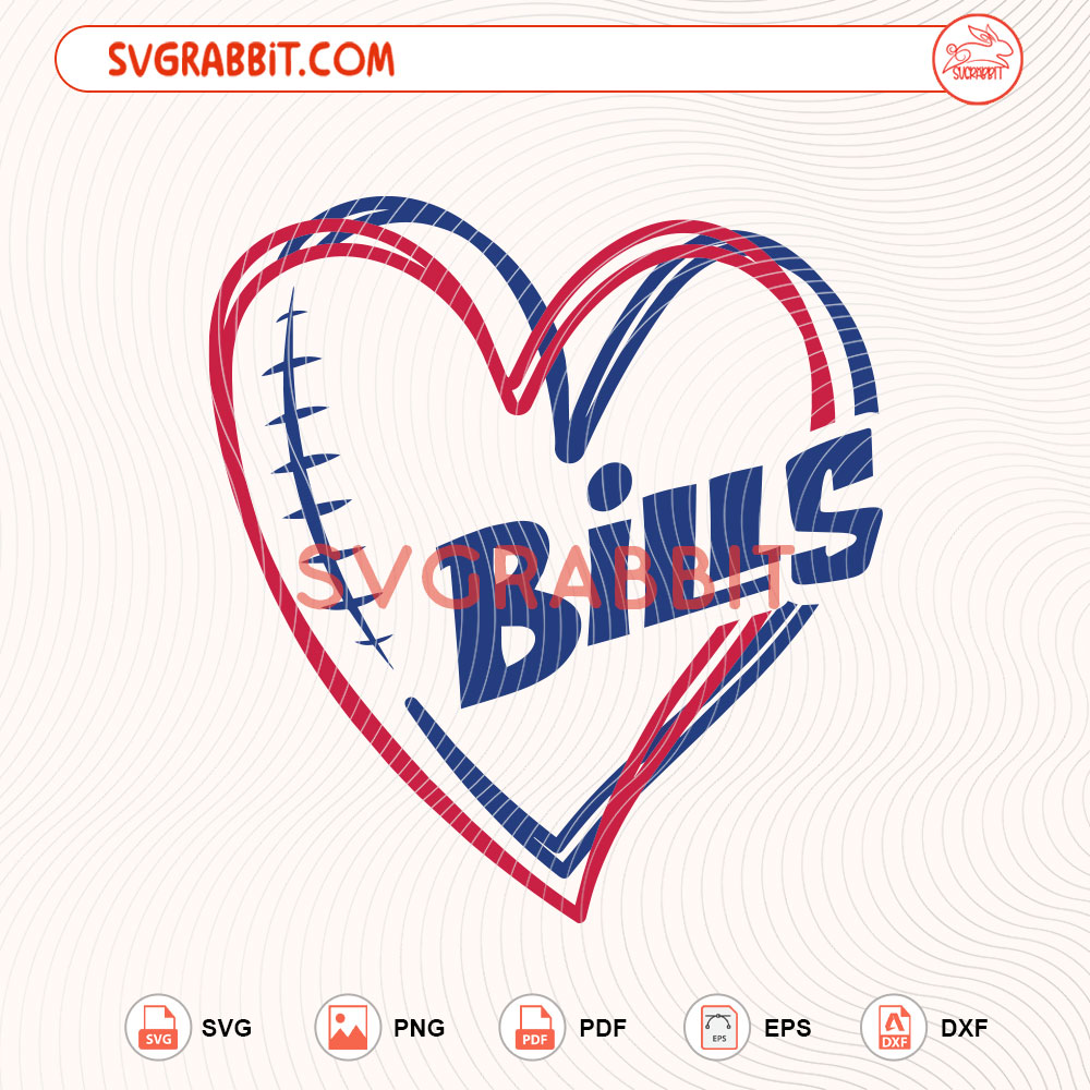 Buffalo Bills Football Heart SVG Buffalo Football SVG digital download for Cricut Silhouette shirts mugs tumblers stickers decals and football crafts