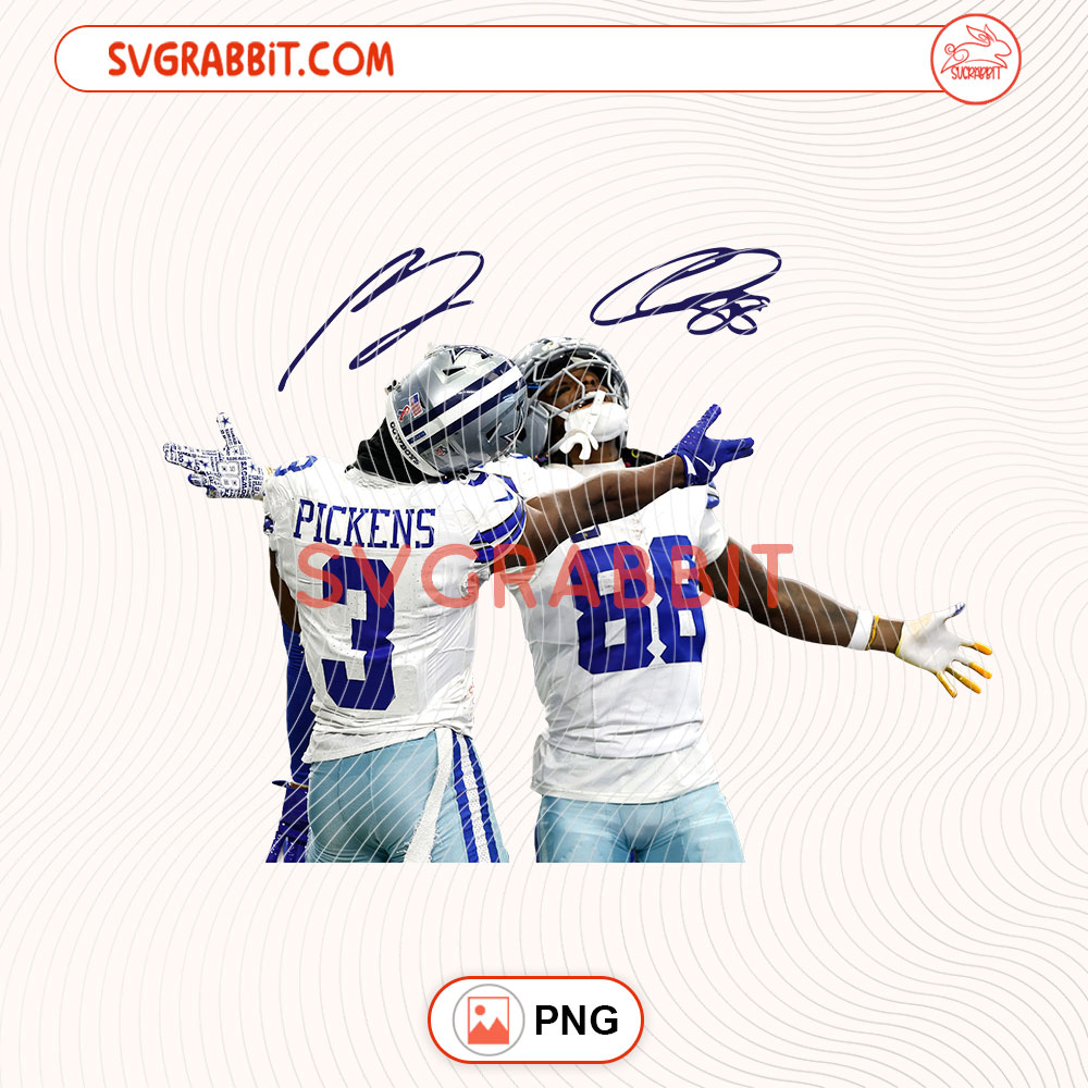 CeeDee Lamb And George Pickens PNG Dallas Cowboys PNG 300 DPI transparent background for shirts mugs tumblers stickers decals football gifts and game day crafts