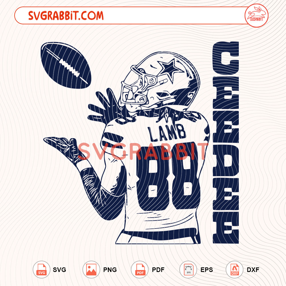 Ceedee Lamb Dallas Cowboys SVG Dallas Cowboys Football SVG digital download for Cricut Silhouette shirts mugs tumblers stickers decals and football crafts