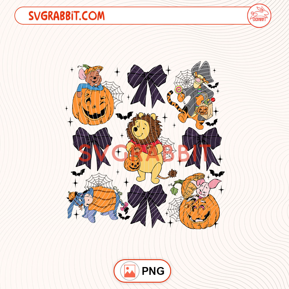 Coquette Bow Winnie The Pooh Halloween PNG Halloween PNG for shirts mugs tumblers stickers sublimation gifts and spooky Halloween crafts