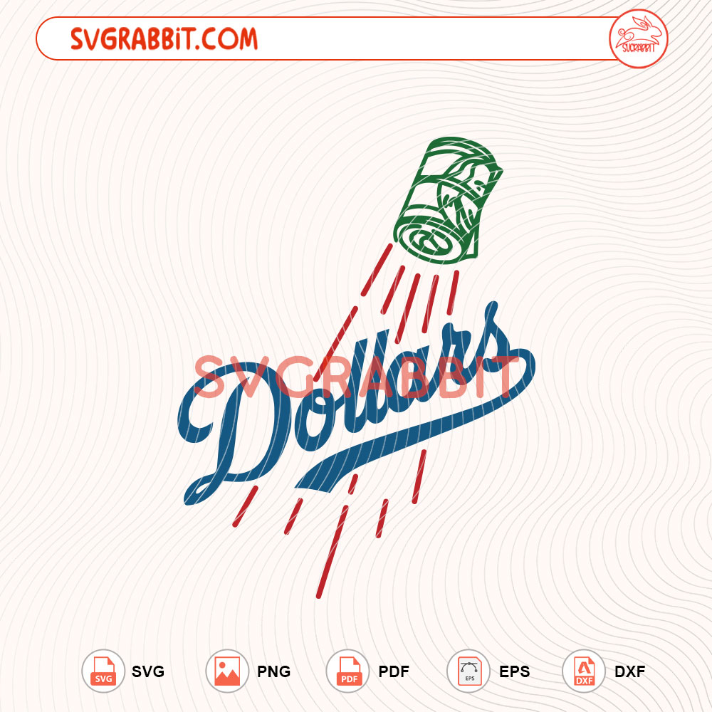 Dollar Dodgers Logo Baseball SVG LA Dodgers MLB SVG digital download for Cricut Silhouette shirts mugs tumblers stickers decals and baseball crafts
