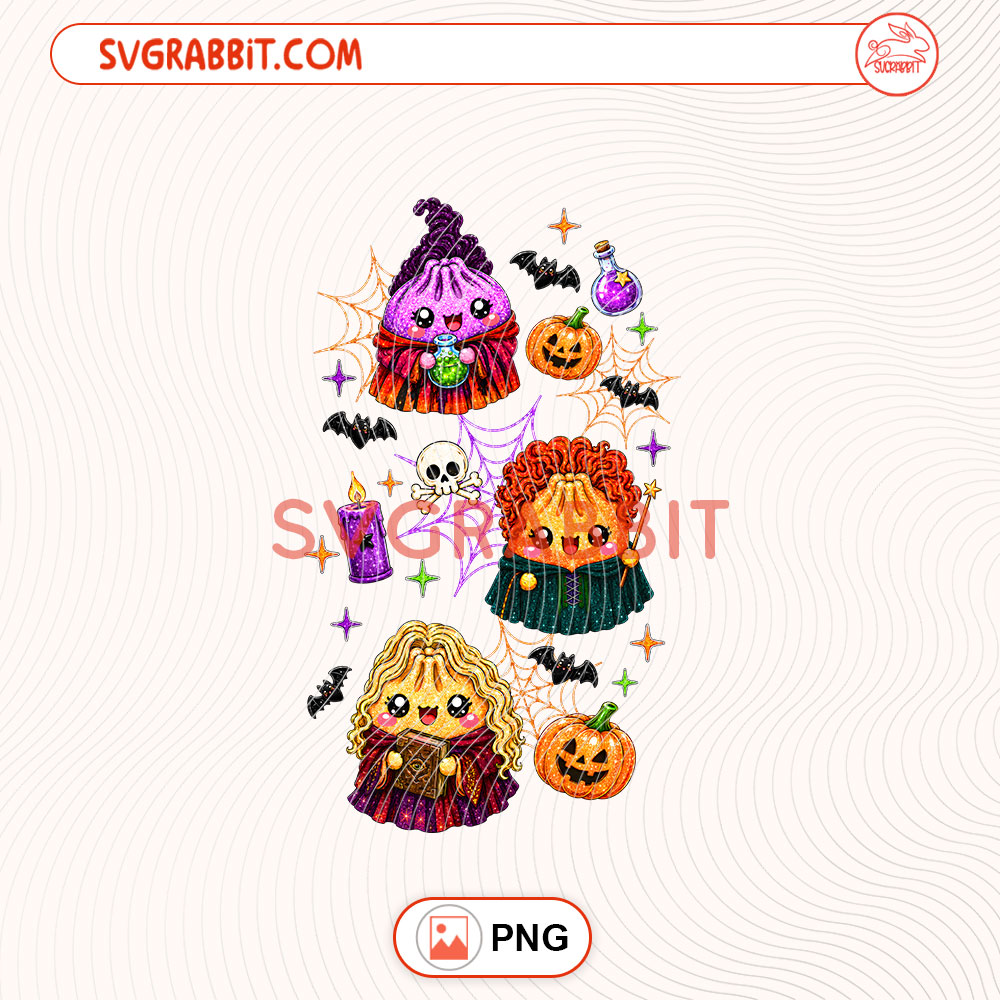 Dumpling Halloween It's Just Bunch Of Hocus Pocus PNG 300 DPI transparent background for shirts mugs tumblers stickers decals Halloween gifts and food crafts