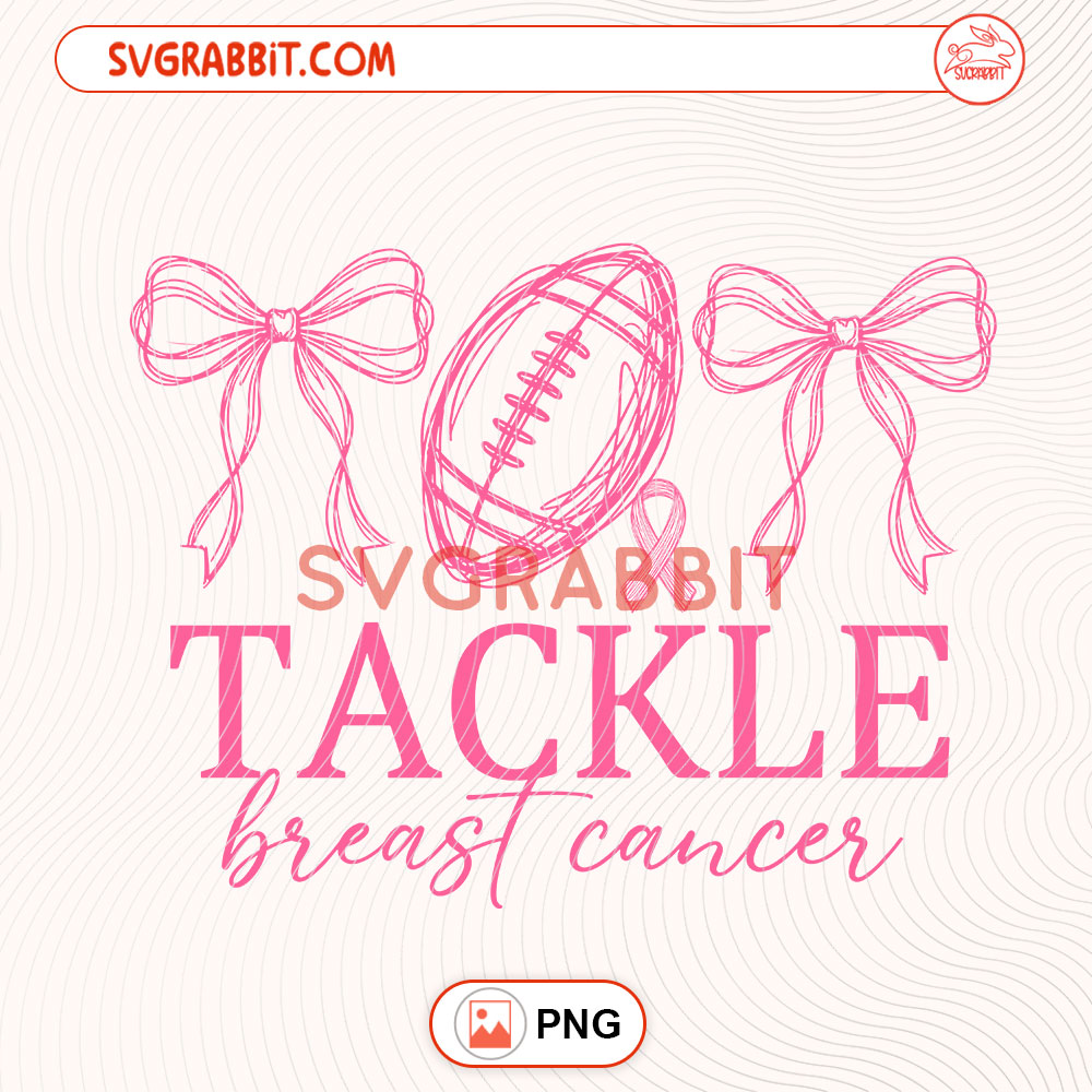 Football Tackle Breast Cancer PNG Distressed Cancer PNG 300 DPI transparent background for shirts mugs tumblers stickers decals pink out events and awareness crafts