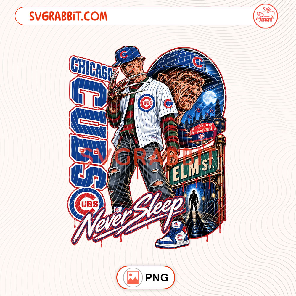 Freddy Krueger Chicago Cubs Baseball PNG Chicago Cubs PNG digital download for sublimation baseball shirts Halloween shirts mugs tumblers stickers decals and game day crafts