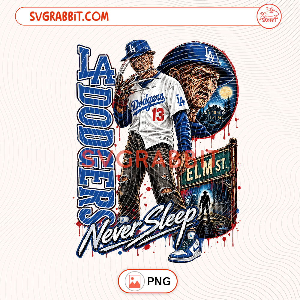 Freddy Krueger LA Dodgers PNG Freddy Krueger Dodgers PNG digital download for sublimation baseball shirts Halloween shirts mugs tumblers stickers decals and spooky game day crafts
