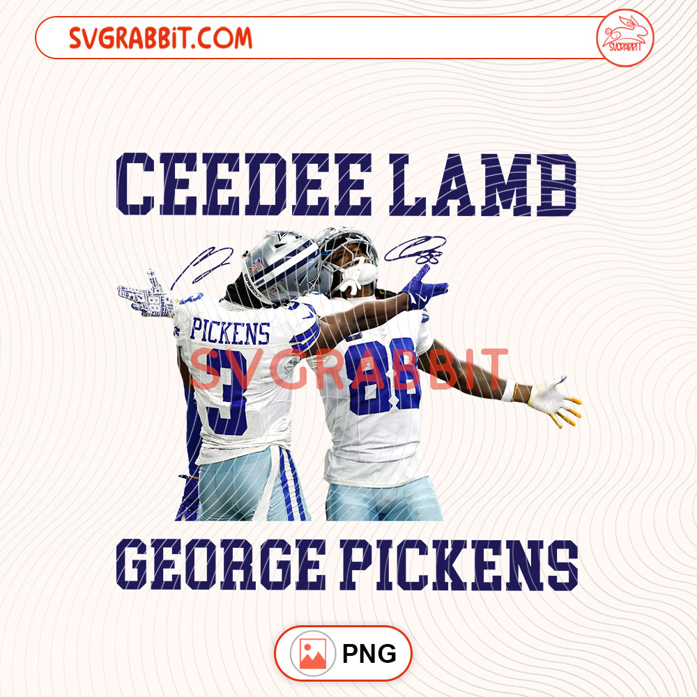 George Pickens 3 and Ceedee Lamb 88 Dallas Cowboys PNG 300 DPI transparent background for shirts mugs tumblers stickers decals football gifts and game day crafts