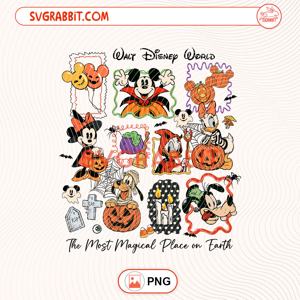 Halloween The Most Magical Place On Earth Disney PNG for shirts mugs tumblers stickers sublimation gifts and spooky holiday crafts