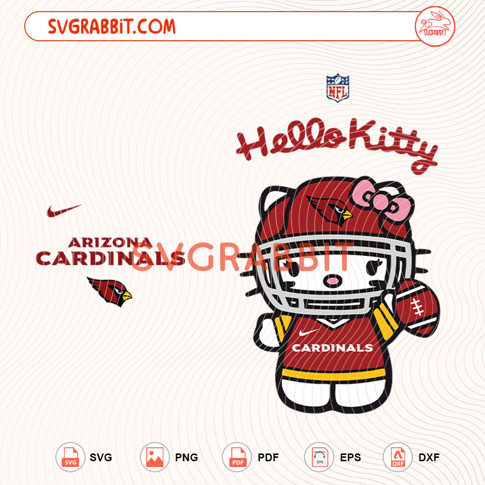 Hello Kitty Arizona Cardinals NFL SVG Cardinals NFL SVG digital download for Cricut Silhouette shirts mugs tumblers stickers decals and football crafts