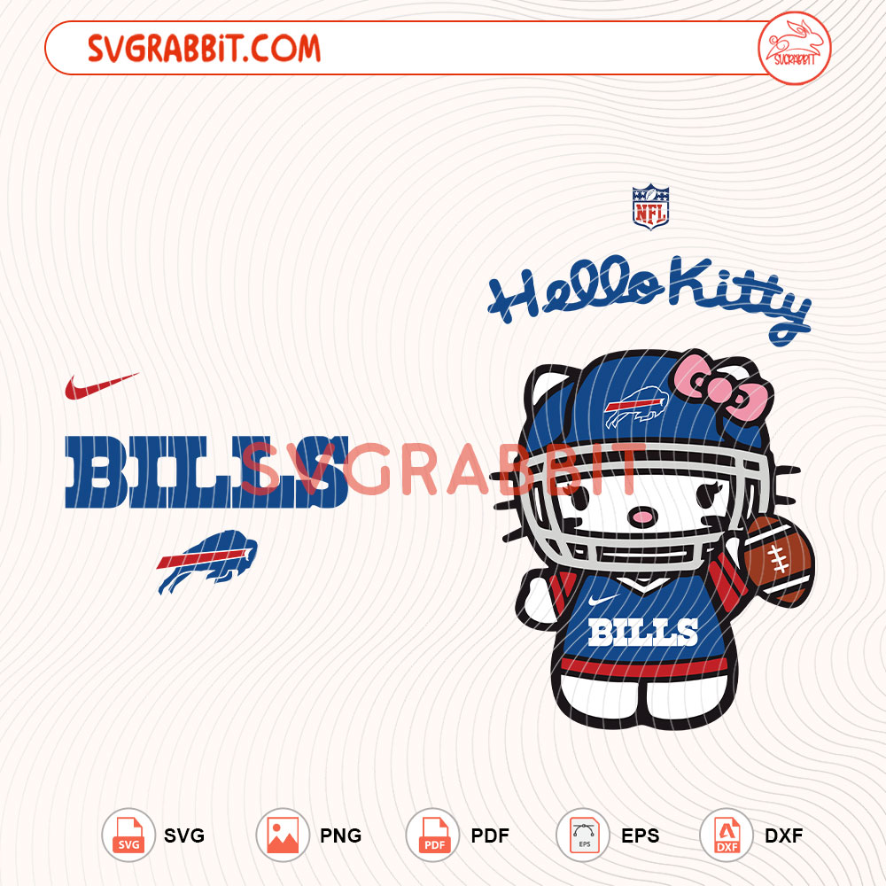 Hello Kitty Buffalo Bills NFL SVG Buffalo Bills NFL SVG digital download for Cricut Silhouette shirts mugs tumblers stickers decals and football crafts