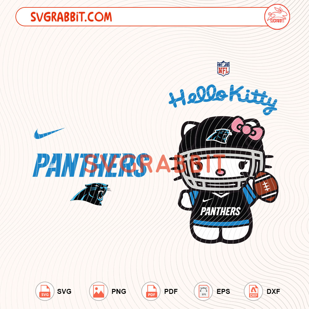 Hello Kitty Carolina Panthers NFL Svg Panthers NFL Svg digital download for Cricut Silhouette shirts mugs tumblers stickers decals and football crafts
