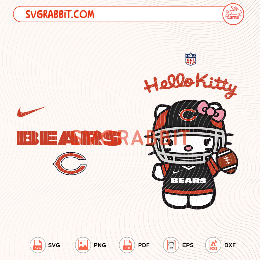 Hello Kitty Chicago Bears NFL Svg Chicago Bears NFL Svg digital download for Cricut Silhouette shirts mugs tumblers stickers decals and football crafts