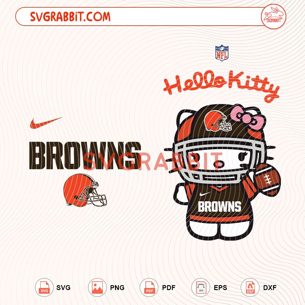Hello Kitty Cleveland Browns NFL SVG Cleveland Browns SVG digital download for Cricut Silhouette shirts mugs tumblers stickers decals and football crafts