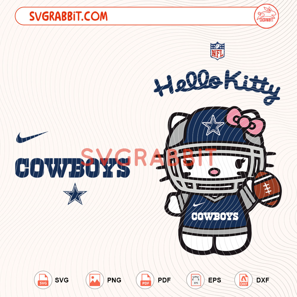 Hello Kitty Dallas Cowboys NFL SVG Dallas Cowboys NFL SVG digital download for Cricut Silhouette shirts mugs tumblers stickers decals and football crafts
