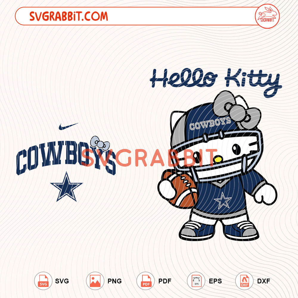 Hello Kitty Dallas Cowboys Svg NFL Dallas Cowboys Svg digital download for Cricut Silhouette shirts mugs tumblers stickers decals and football crafts