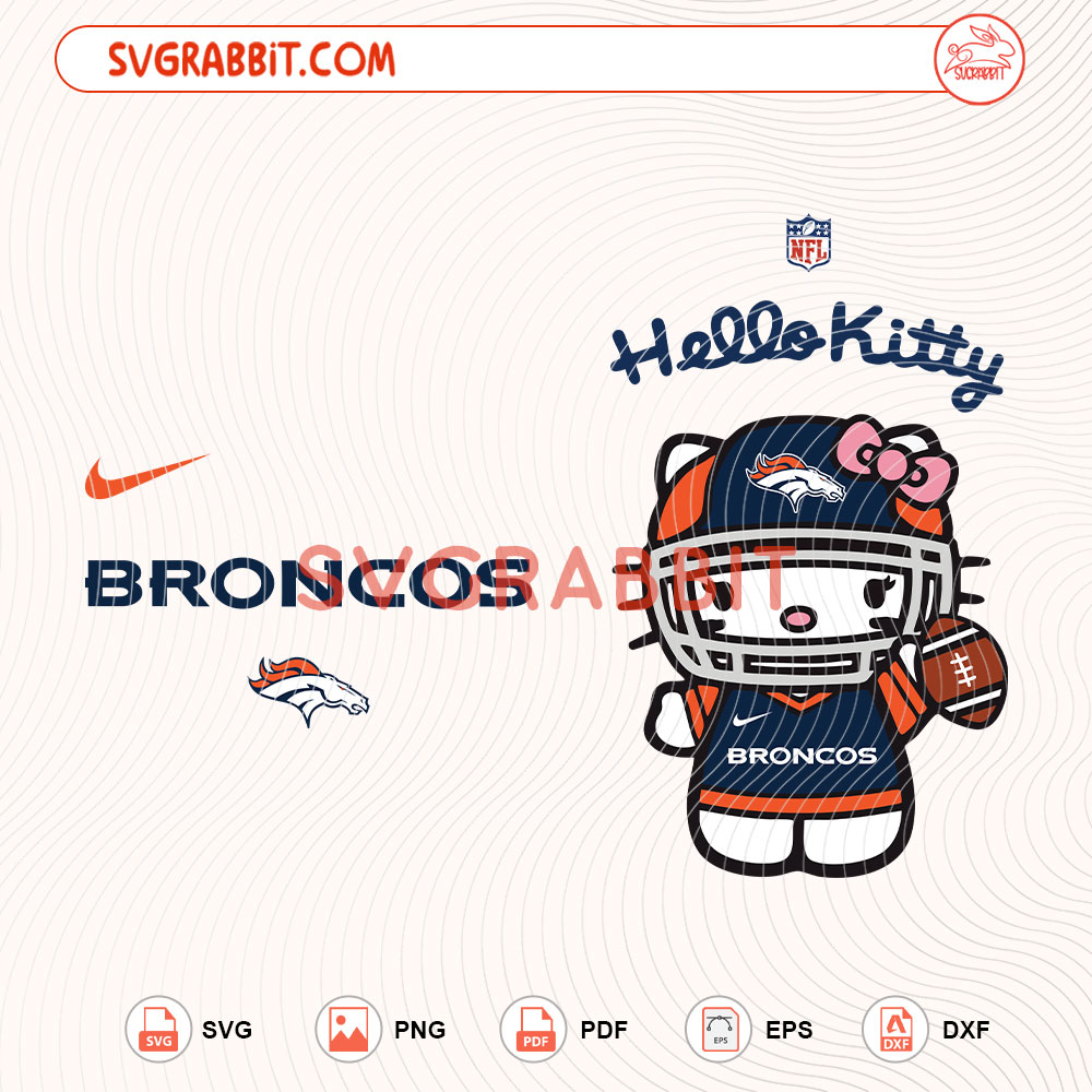 Hello Kitty Denver Broncos NFL Svg Denver Broncos NFL Svg digital download for Cricut Silhouette shirts mugs tumblers stickers decals and football crafts
