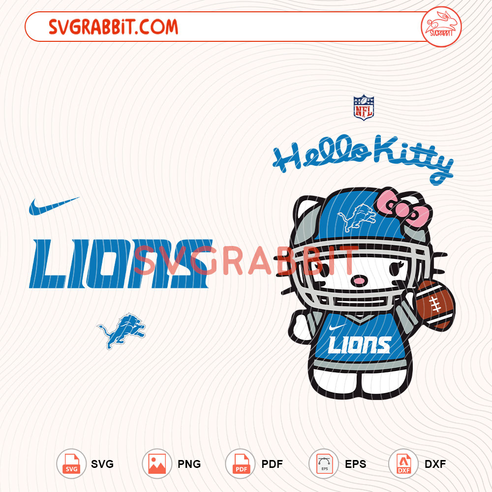 Hello Kitty Detroit Lions NFL Svg Detroit Lions NFL Svg digital download for Cricut Silhouette shirts mugs tumblers stickers decals and football crafts