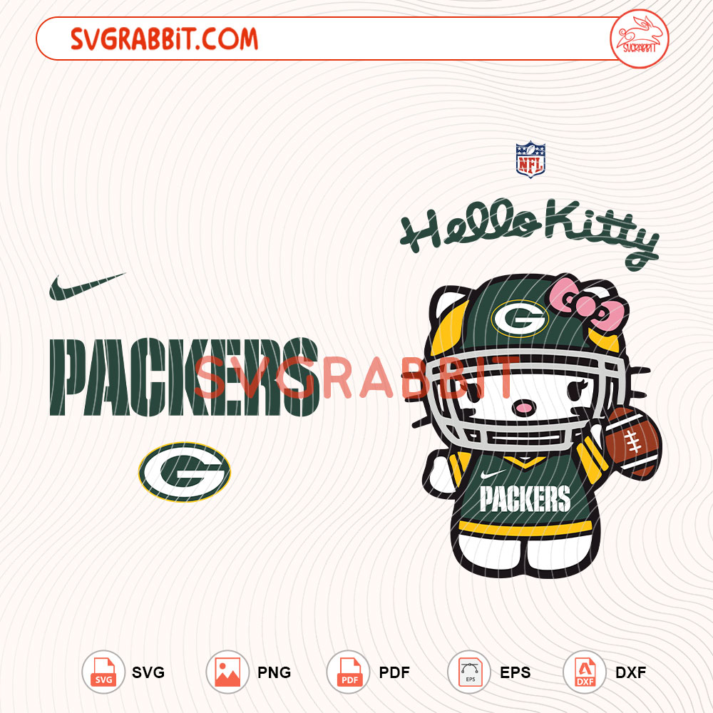 Hello Kitty Green Bay Packers NFL Svg Packers NFL Svg digital download for Cricut Silhouette shirts mugs tumblers stickers decals and football crafts